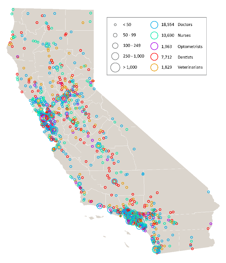 location of health professionals