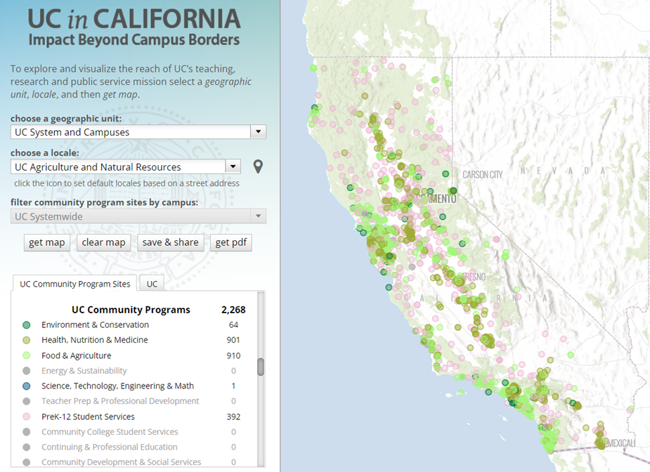 Map of UC Division of Agriculture and Natural Resources programs