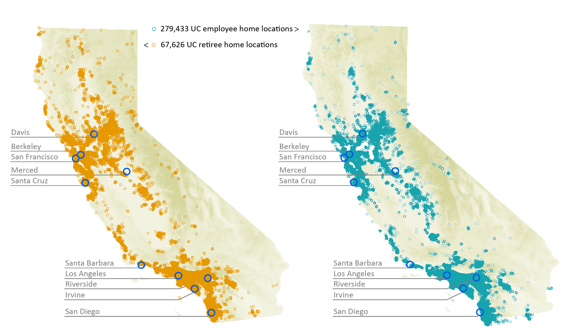 Faculty, academics, and staff employees; retirees, in California, 2024 