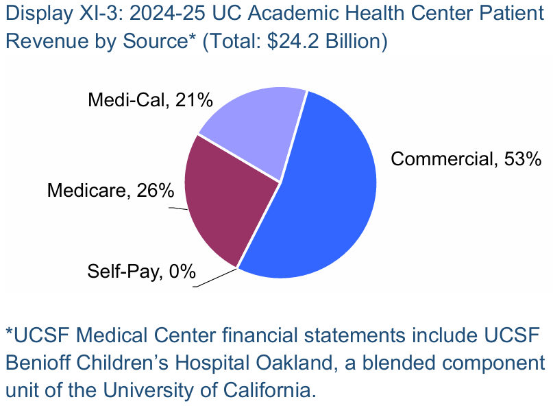 pie chart showing sources of reimbursements for care delivered by payor type